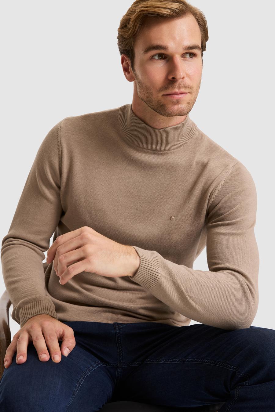 Camel Slim Fit Basic Kazak - 50257392043
