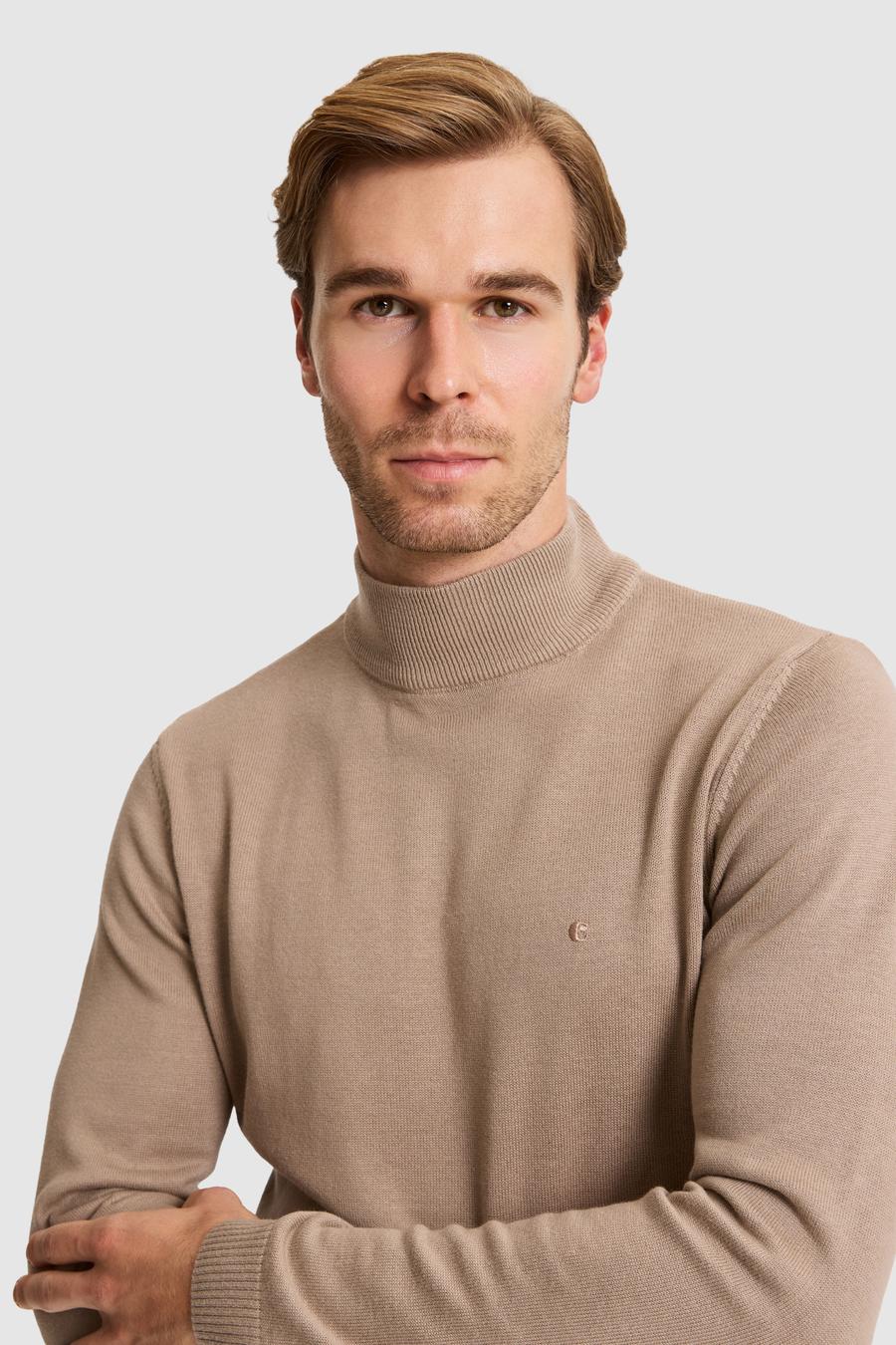 Camel Slim Fit Basic Kazak - 50257392043