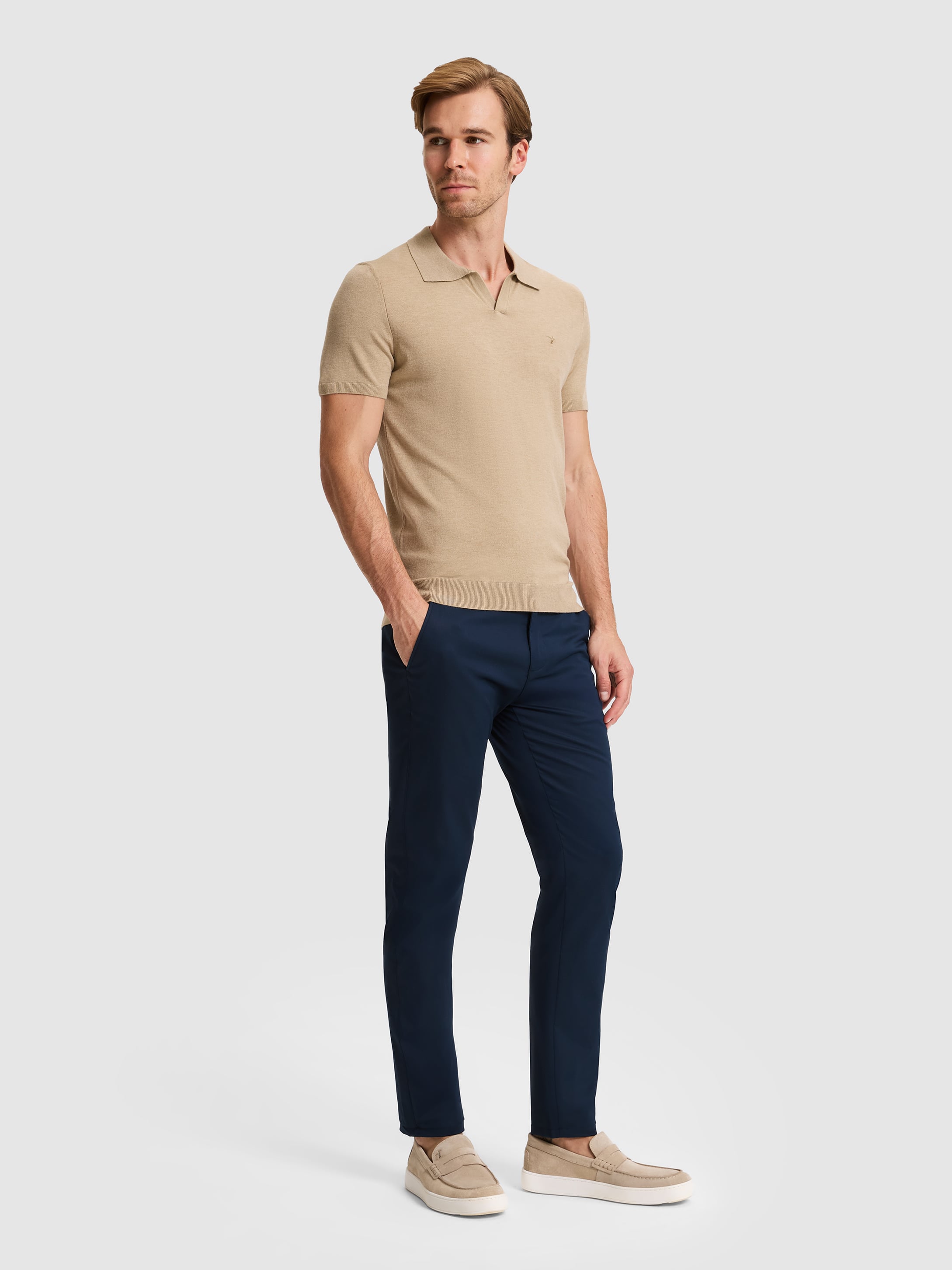 Lacivert Slim Fit Kanvas Pantolon