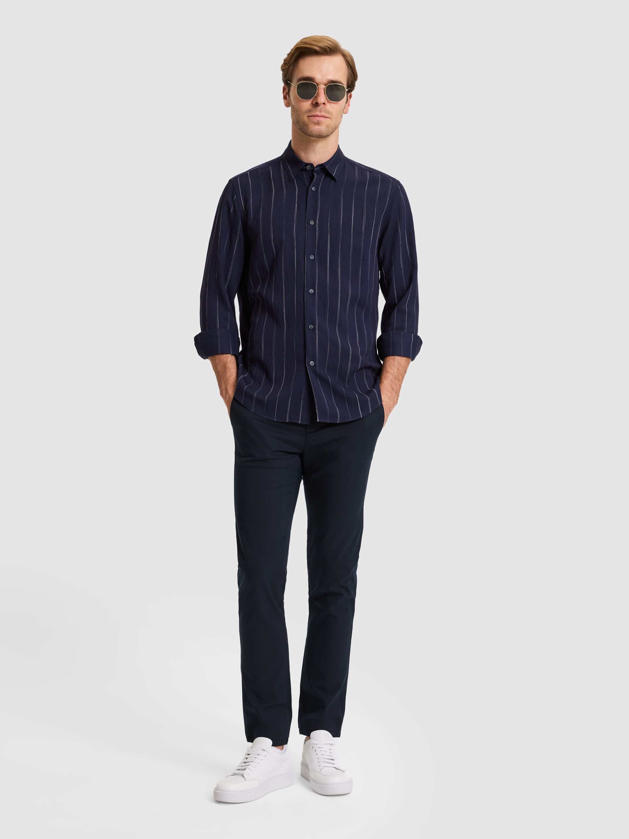Lacivert Slim Fit Kanvas Pantolon - 50324260098
