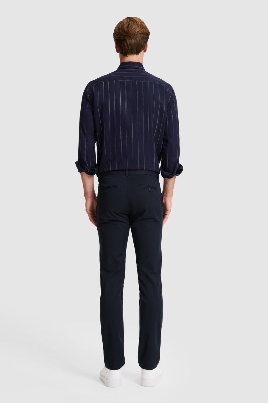 Lacivert Slim Fit Kanvas Pantolon - 50324260098