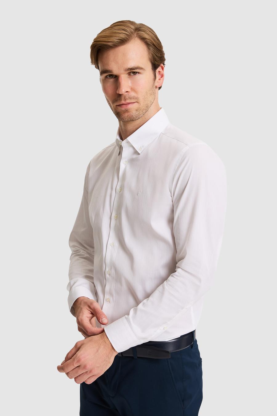 Beyaz Slim Fit Uzun Kollu Gömlek - 50319157018