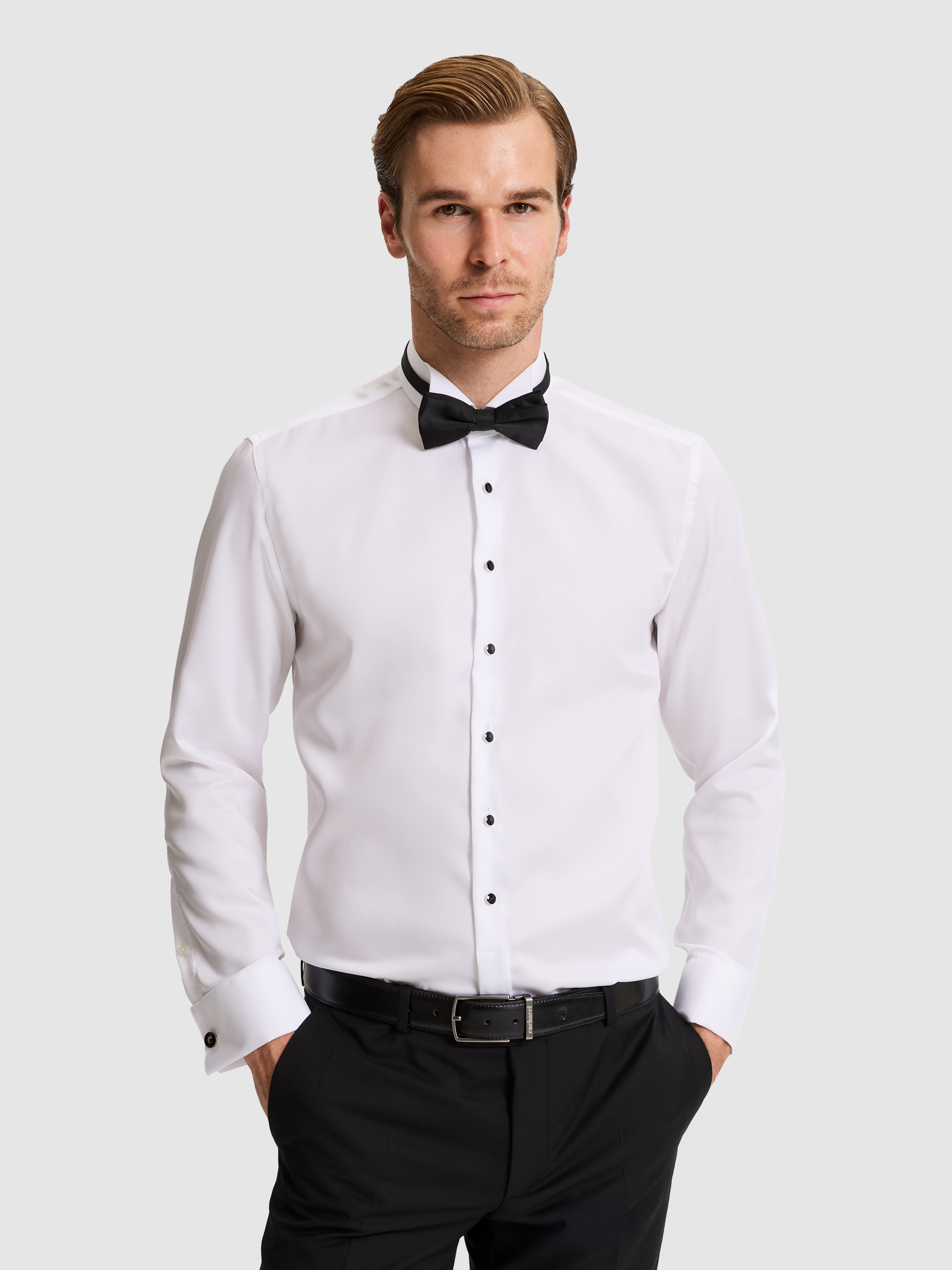 Beyaz Slim Fit Smokin Gömlek