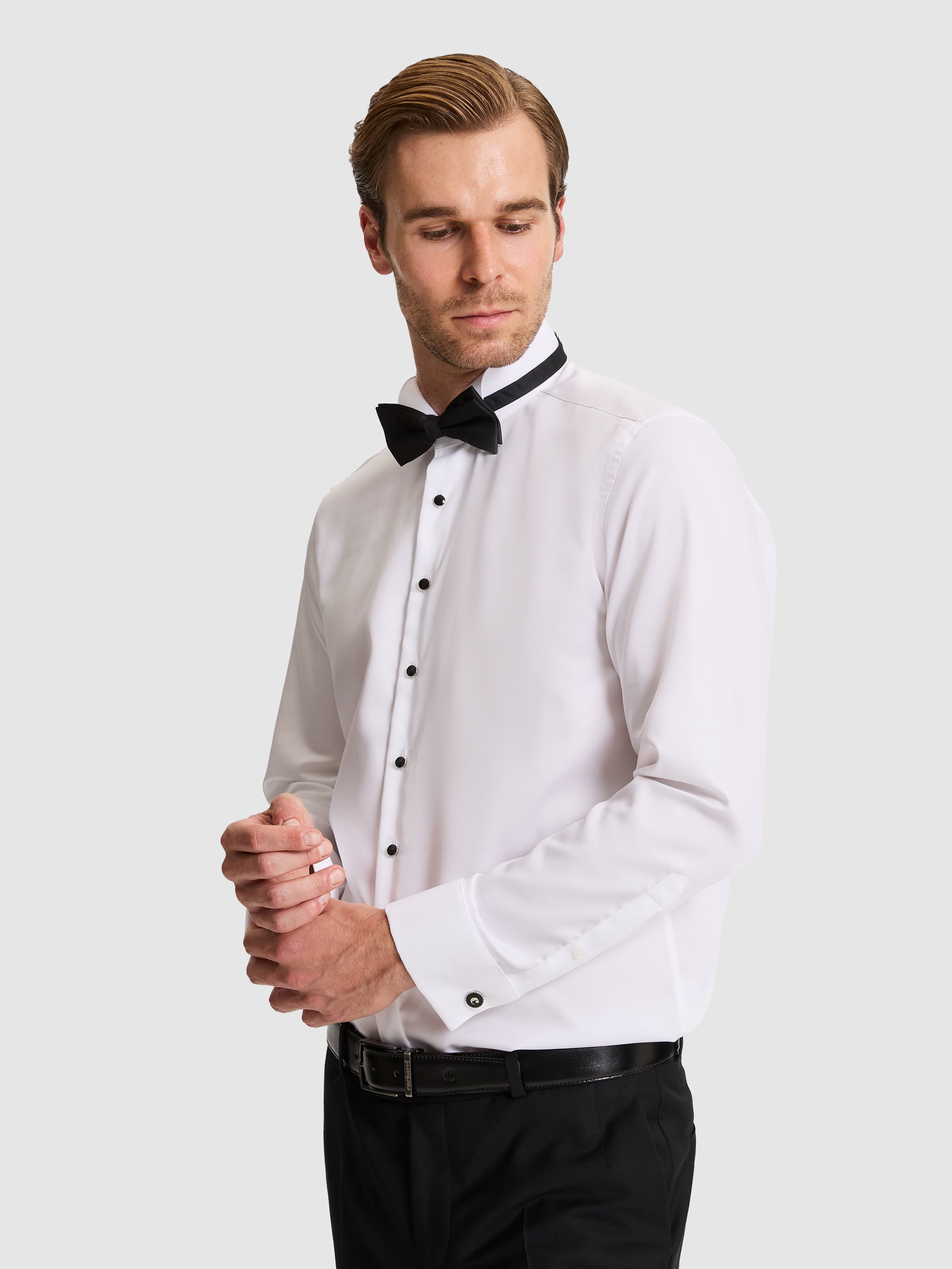 Beyaz Slim Fit Smokin Gömlek - 50333576010