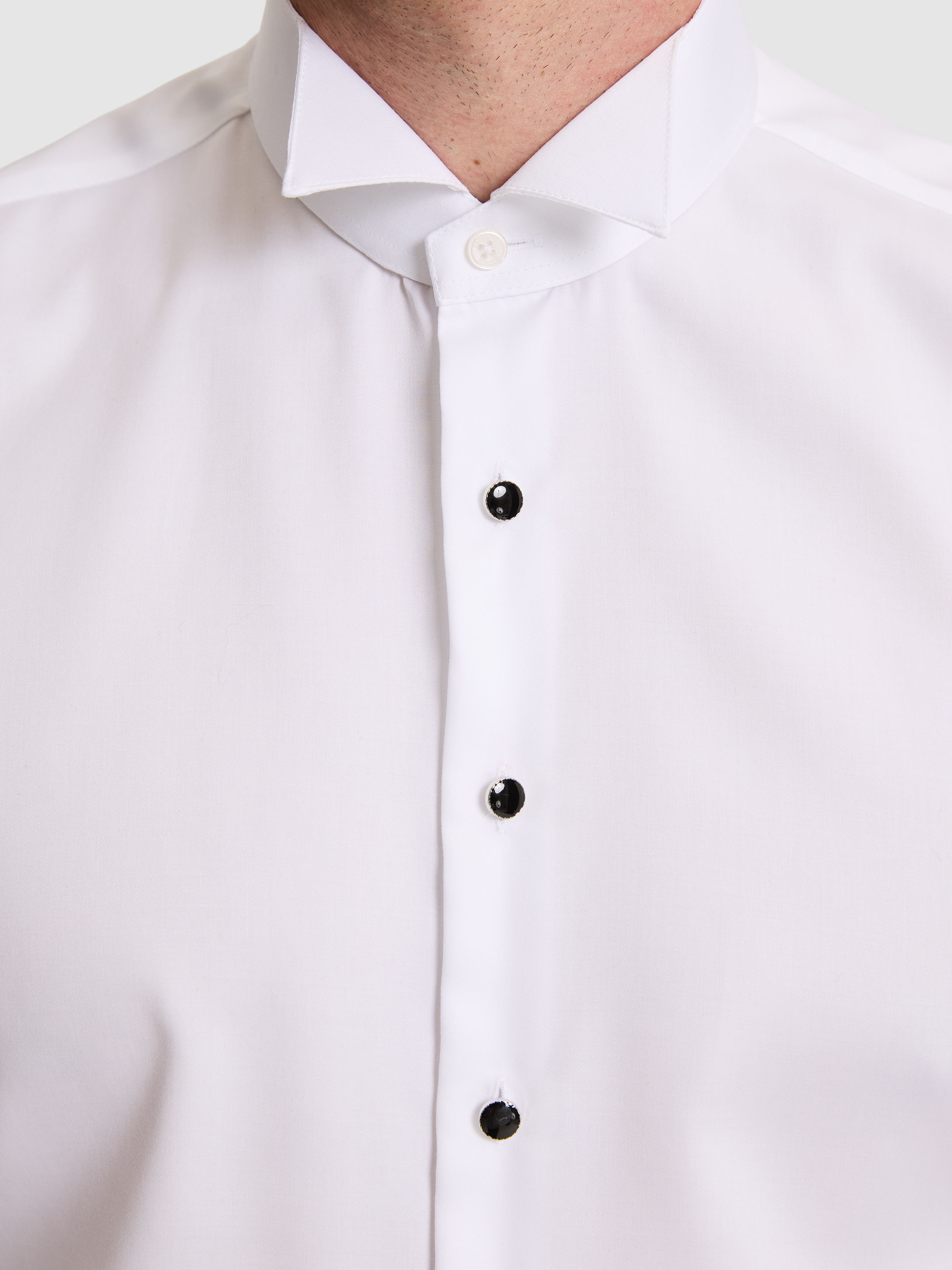 Beyaz Slim Fit Smokin Gömlek