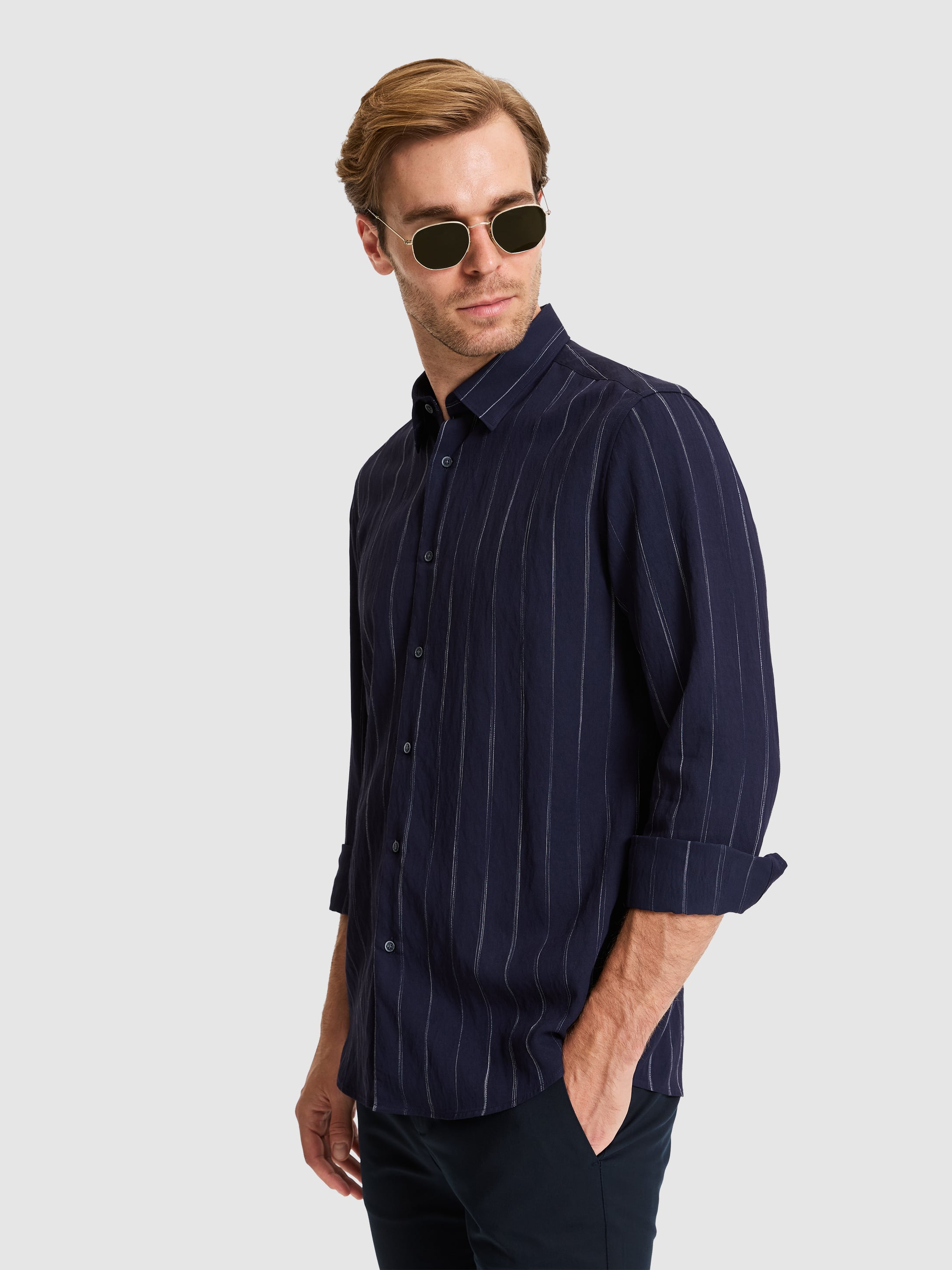 Lacivert Regular Fit Uzun Kollu Gömlek - 50319149018