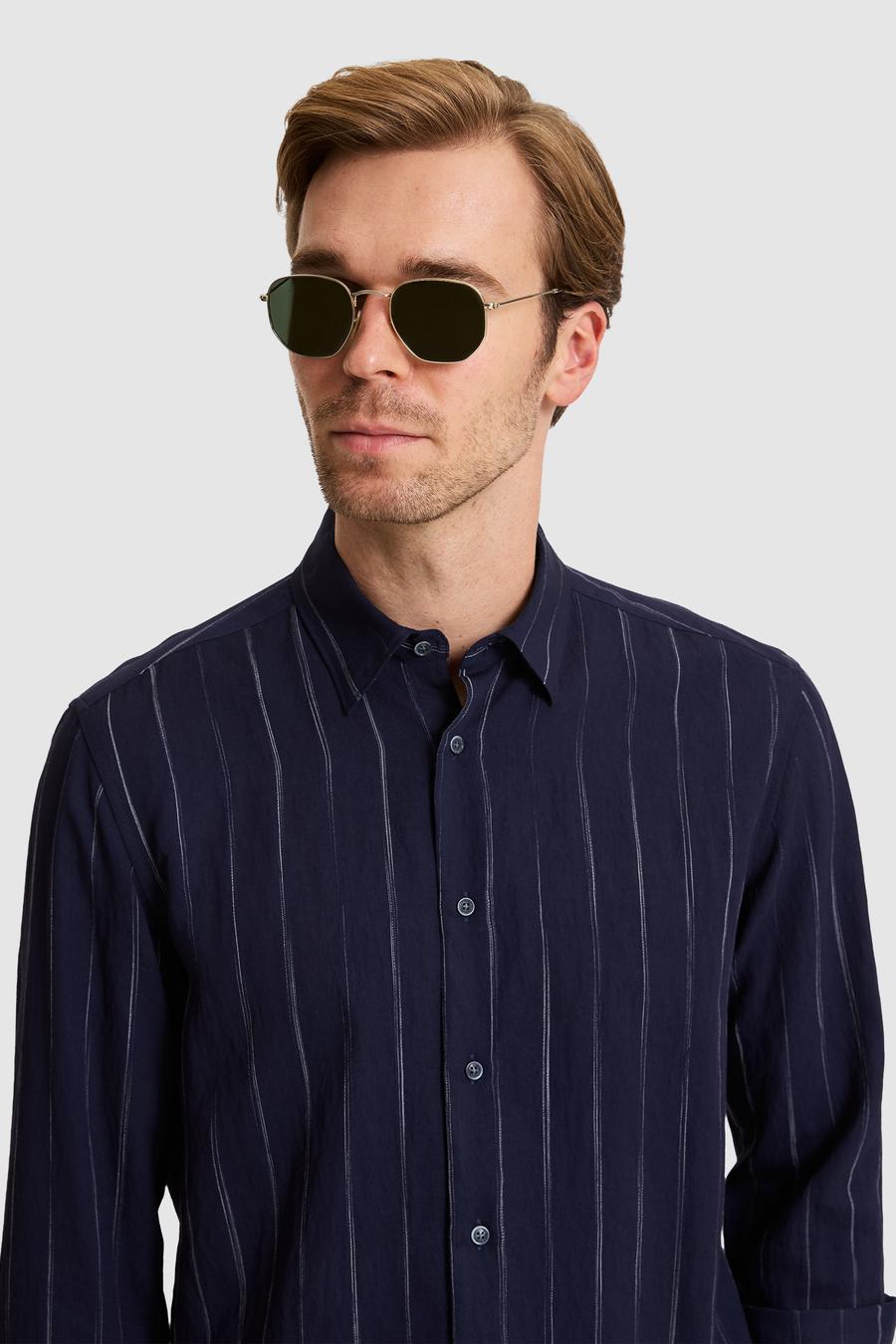 Lacivert Regular Fit Uzun Kollu Gömlek - 50319149018