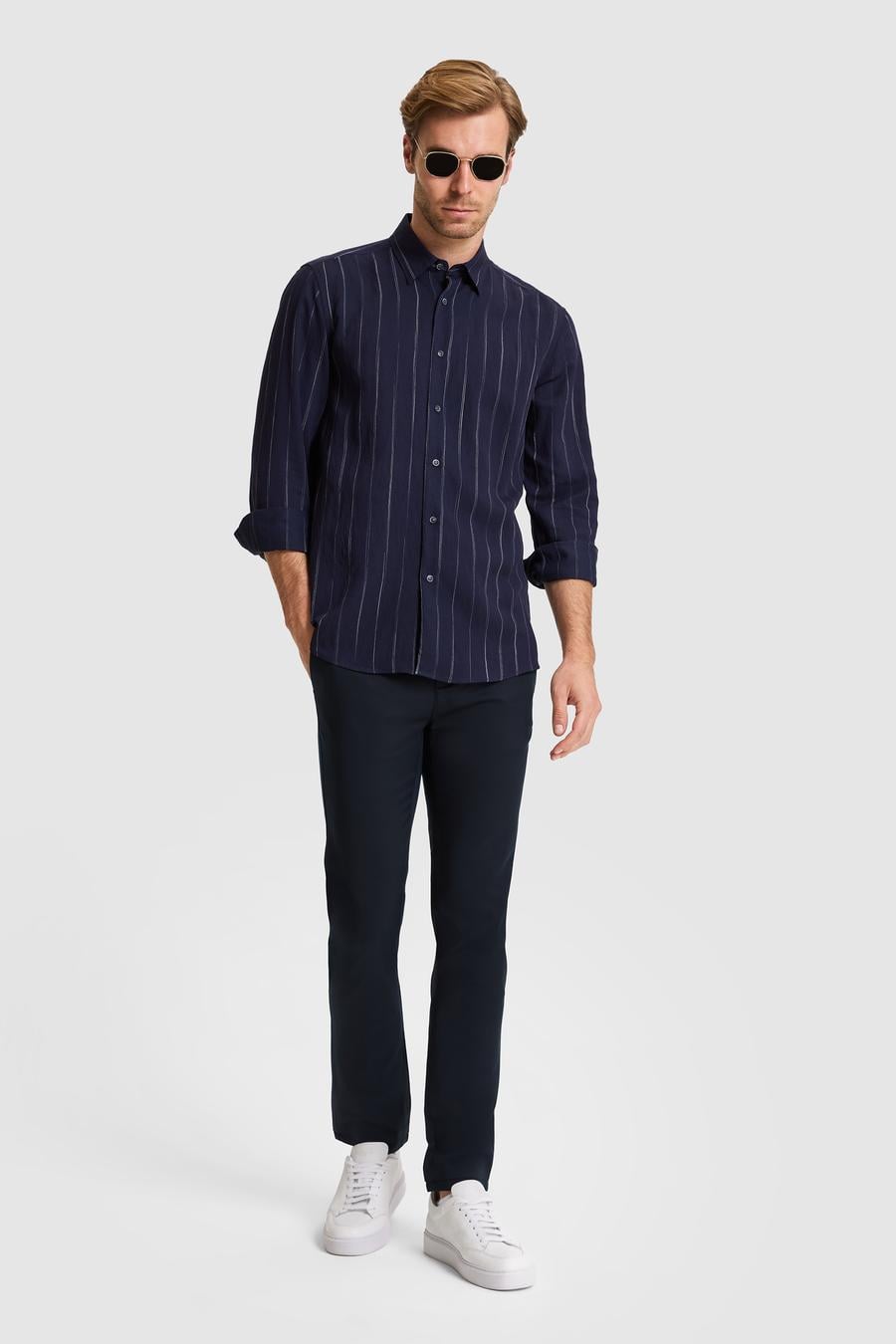 Lacivert Regular Fit Uzun Kollu Gömlek - 50319149018