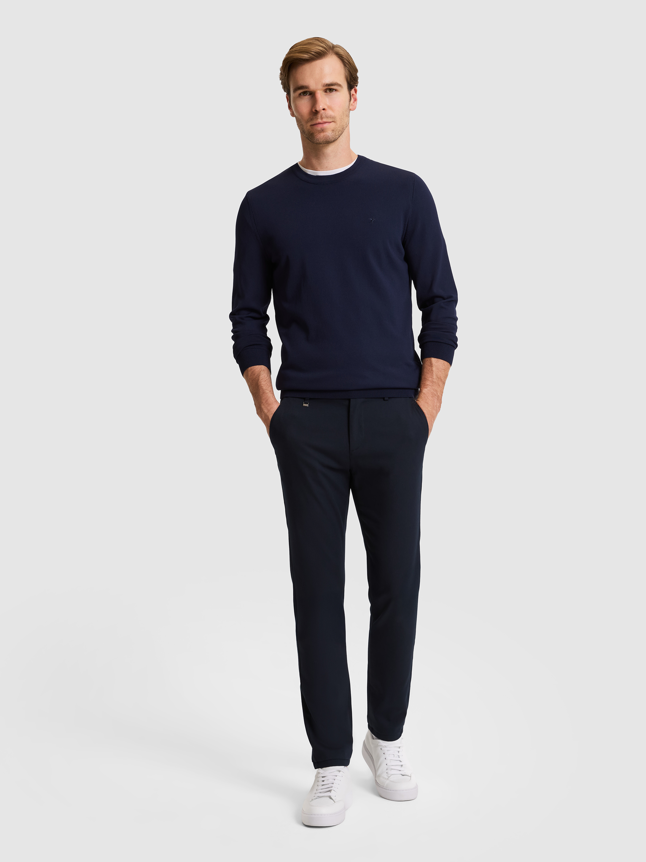 Lacivert Slim Fit Kanvas Pantolon
