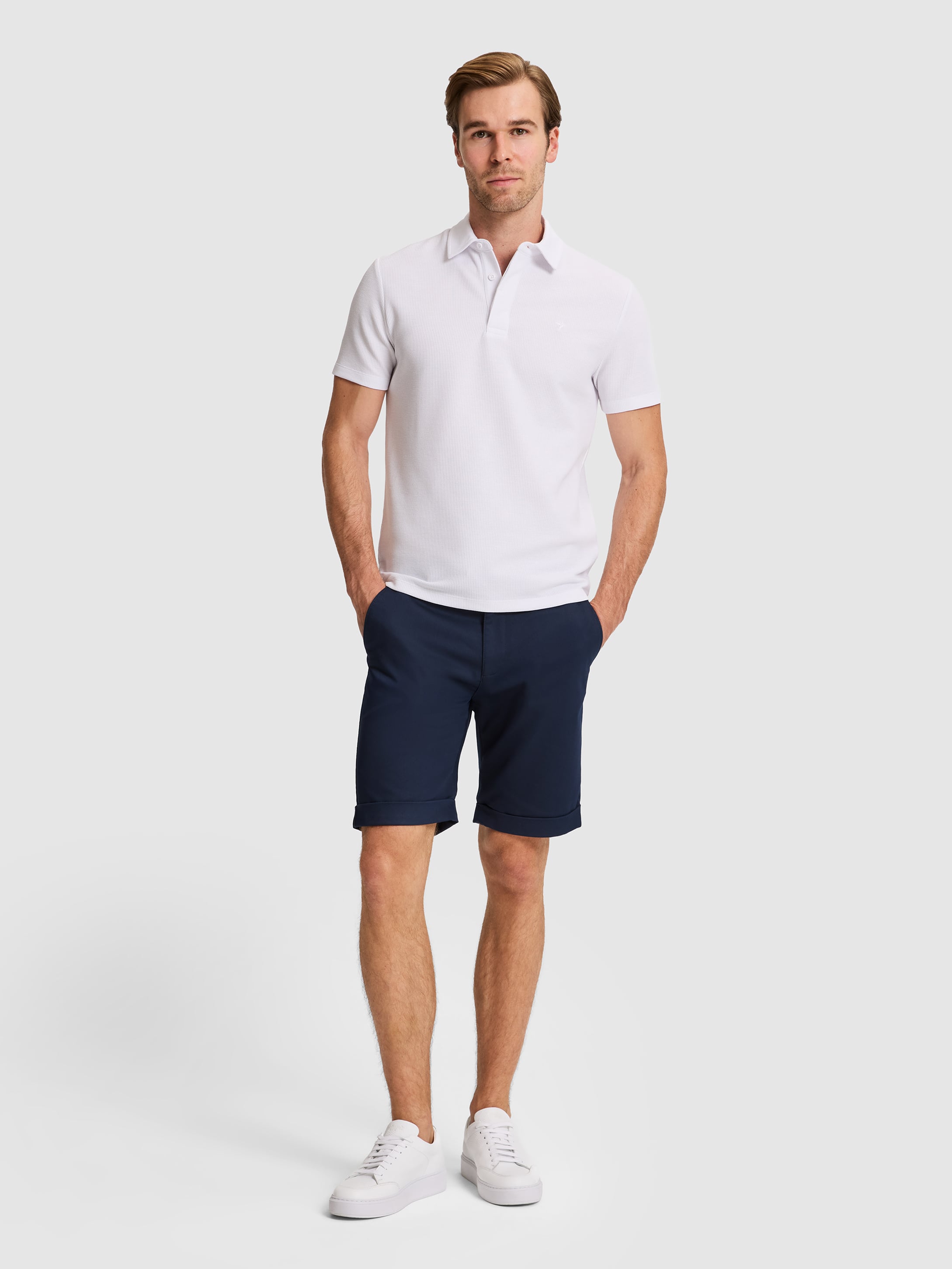 Lacivert Regular Fit Dokuma Şort