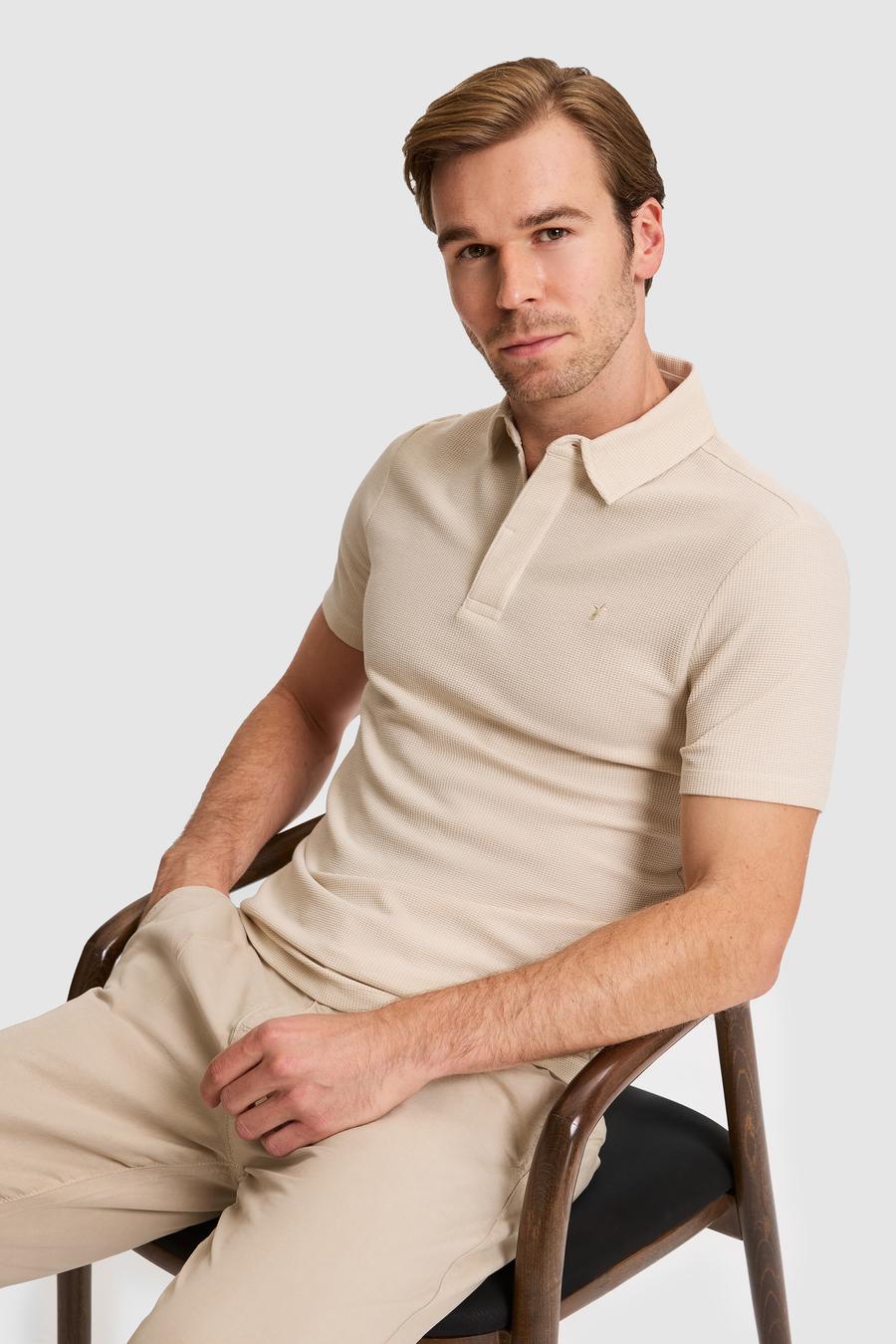 Bej Slim Fit Tişört - 50328358007
