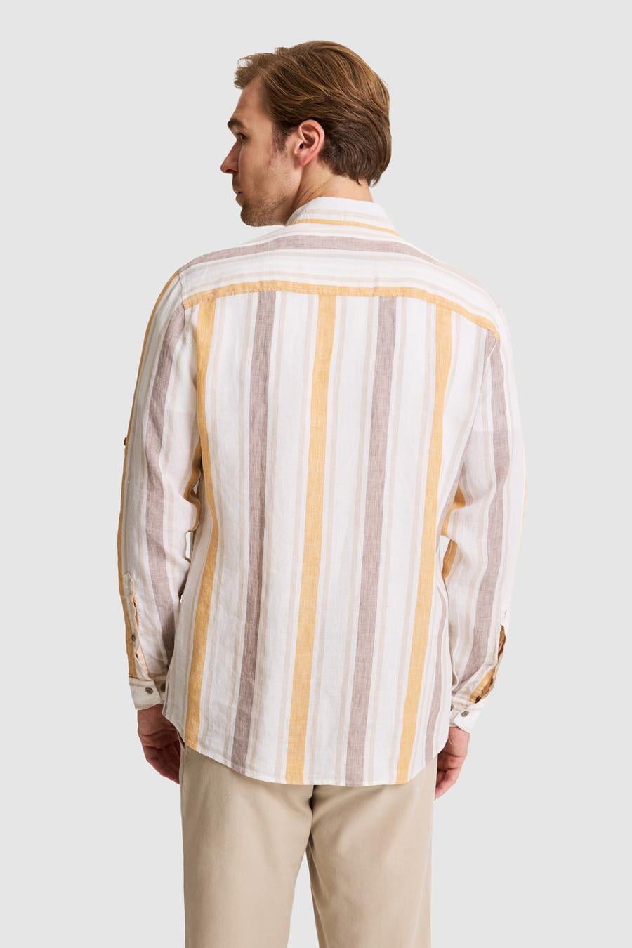 Turuncu Slim Fit %100 Keten Gömlek - 50265480093