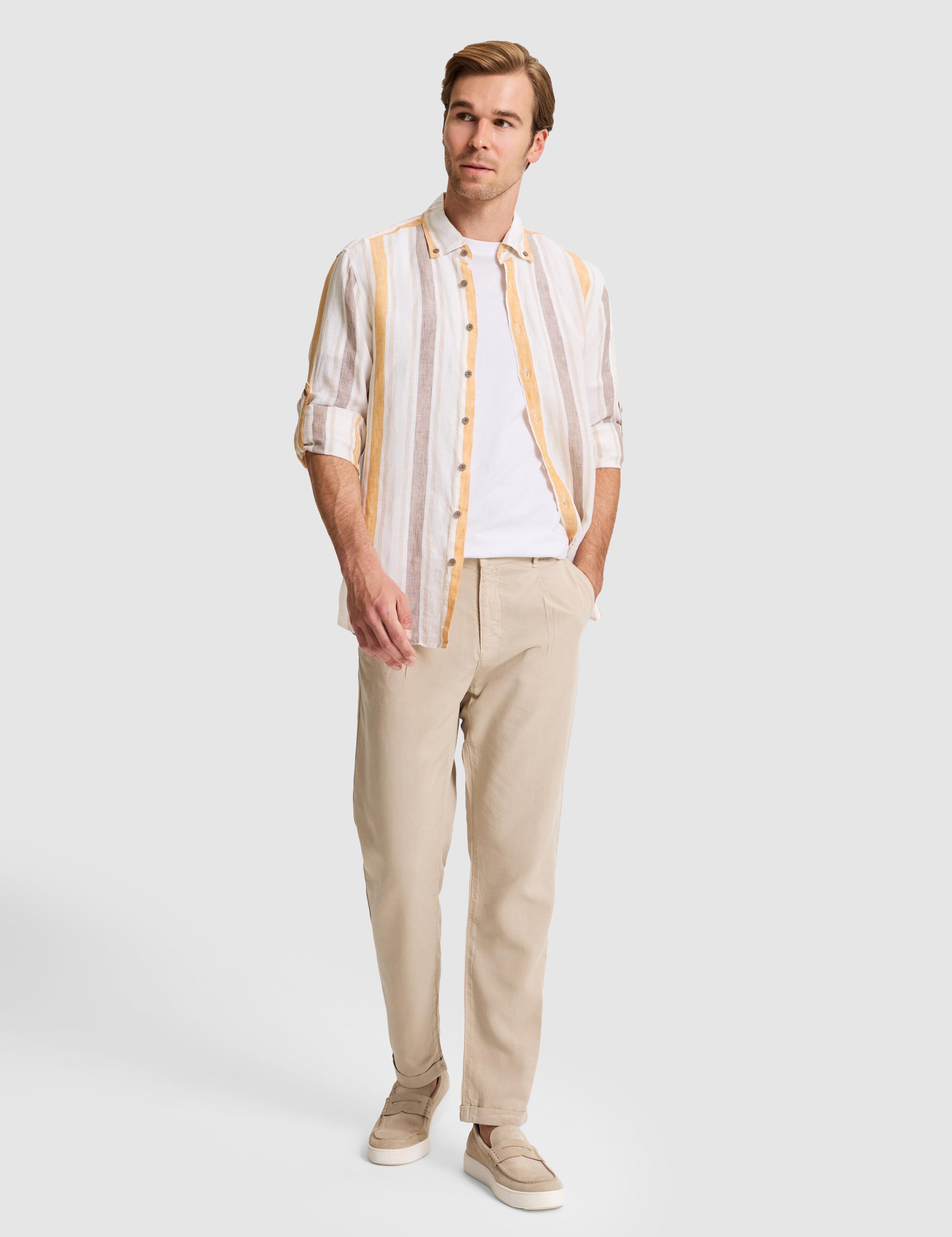 Turuncu Slim Fit %100 Keten Gömlek - 50265480093